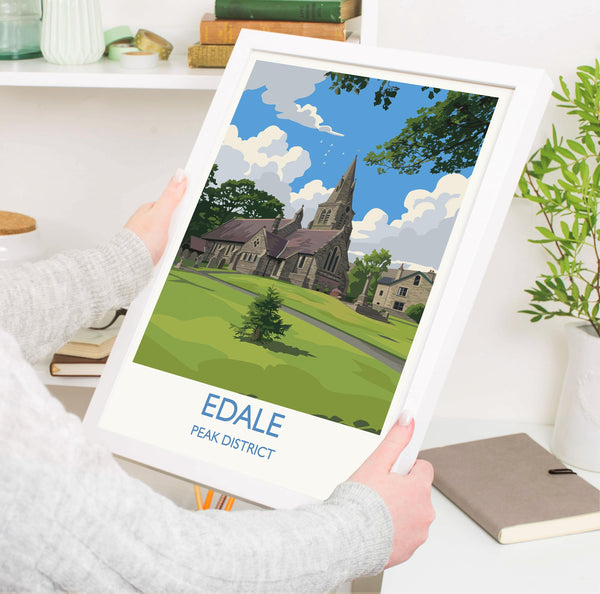Edale Village, Peak District Travel Print Wall Art, Travel Poster of Peak District Art Lovers Gift, English Countryside