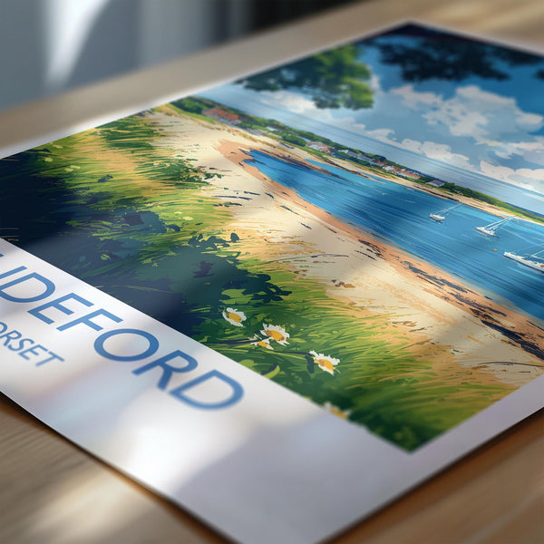 Mudeford Travel Print, Travel Poster of Mudeford, England, Mudeford Beach Christchurch, Dorset Coast Art, Dorset Gift, Wall Art Print