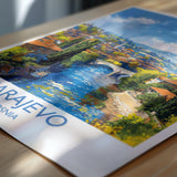 Sarajevo Travel Poster Wall Art, Travel Print of Sarajevo, Bosnia, Sarajevo Wall Art Gift, Bosnia Herzegovina City Print NQ Media Designs