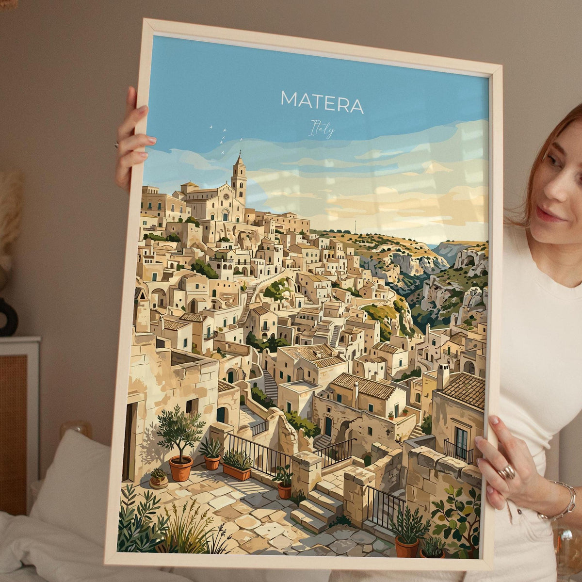 Matera Italy Poster, Sassi di Matera Wall Art, Basilicata Print, Italian Cave City Poster, Matera Gift