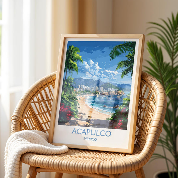 Acapulco Travel Print Wall Art, Poster of Acapulco, Mexico Coast Art Gift, Mexico Cities Art,