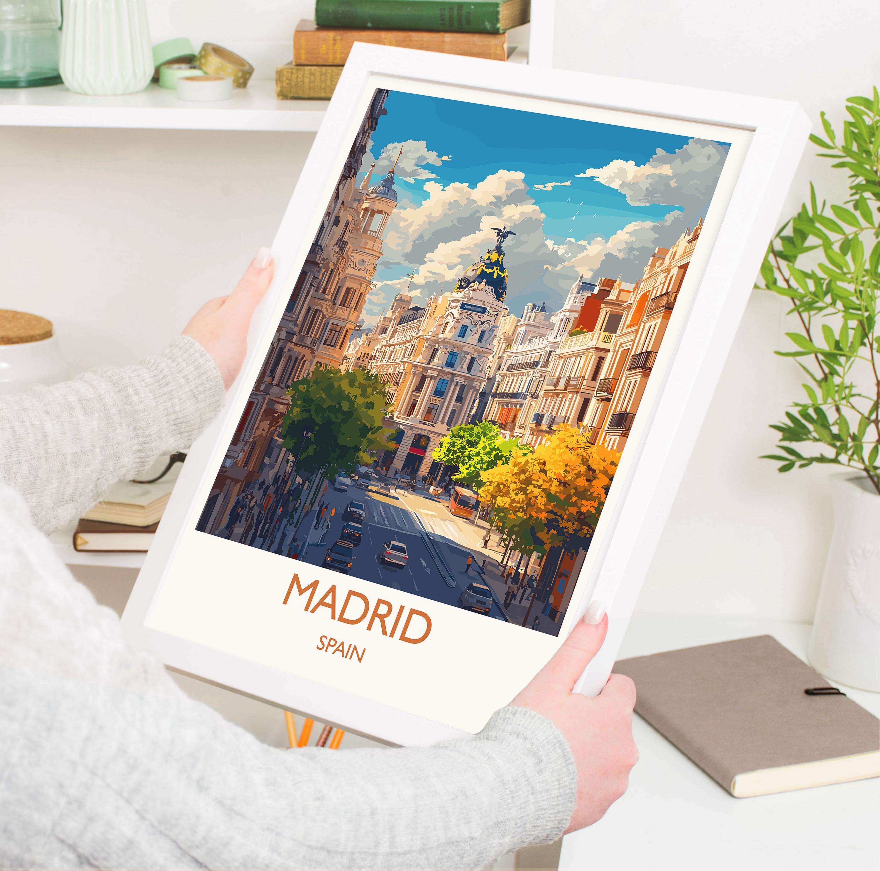 Madrid Travel Wall Art, Spain Print, Madrid Art Gift, Traveller Gift Art Poster, Holiday Gift NQ Media Designs
