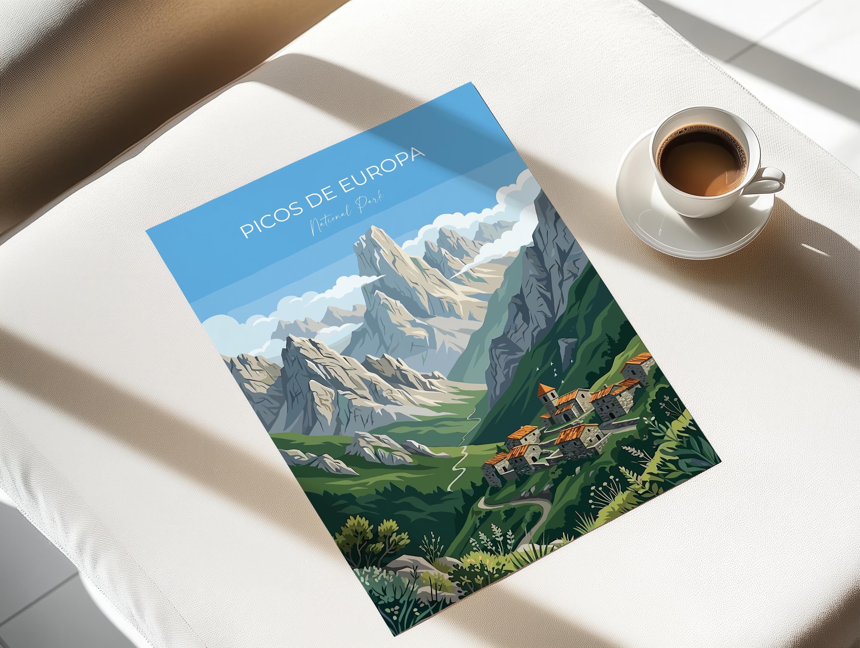 Picos De Europa National Park Travel Poster Wall ArtTravel Print of Picos De Europa, Spain Art Lovers Gift, Wall Art Print NQ Media Designs