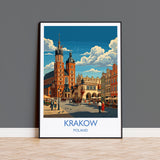 Krakow Poland Print, St Mary’s Basilica Wall Art with Border, Main Market Square Poster, Polish Travel Print, Krakow Gift
