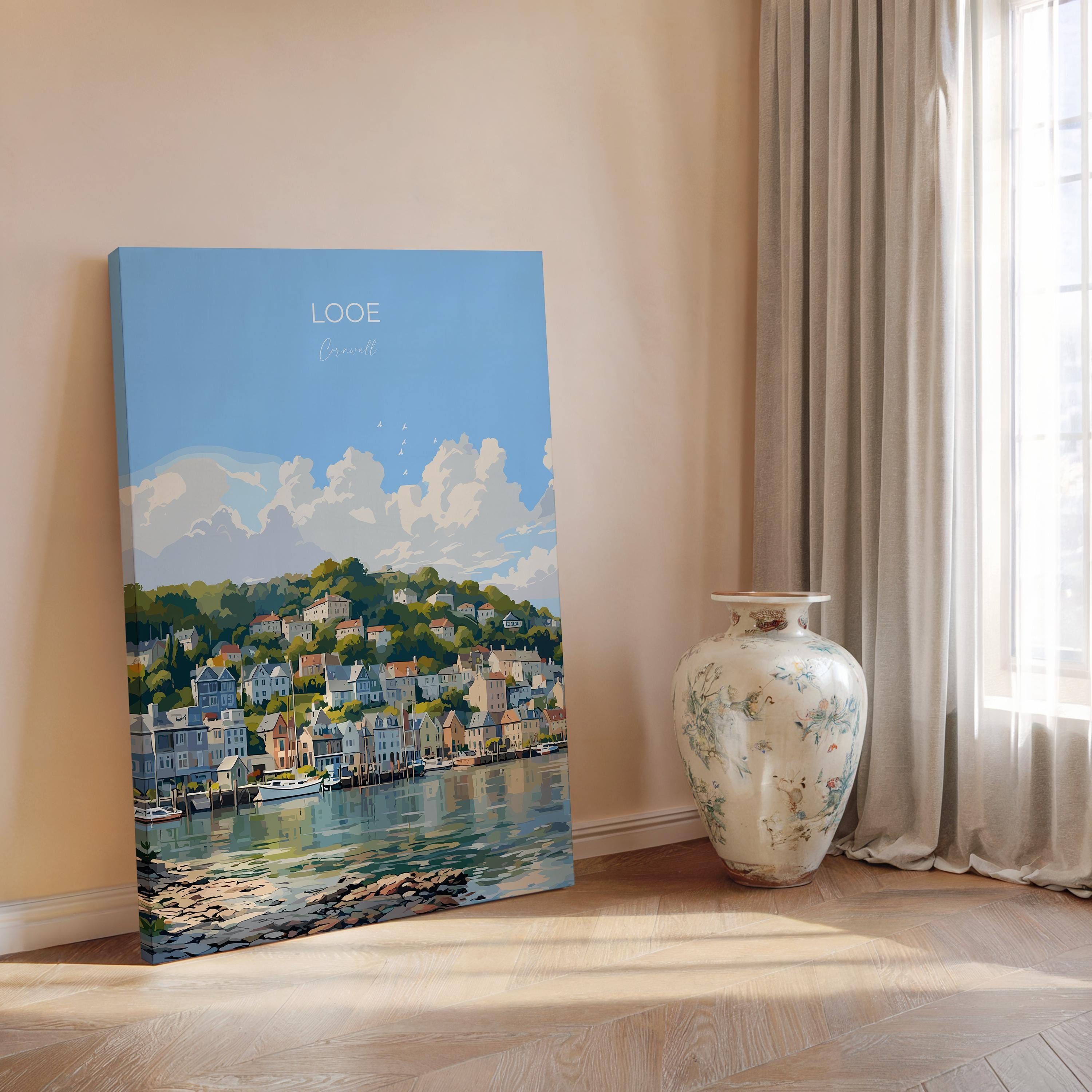 Looe Travel Poster, Travel Print of Looe, England, Cornwall Art, Looe Art Lovers Gift, Wall Art Print NQ Media Designs