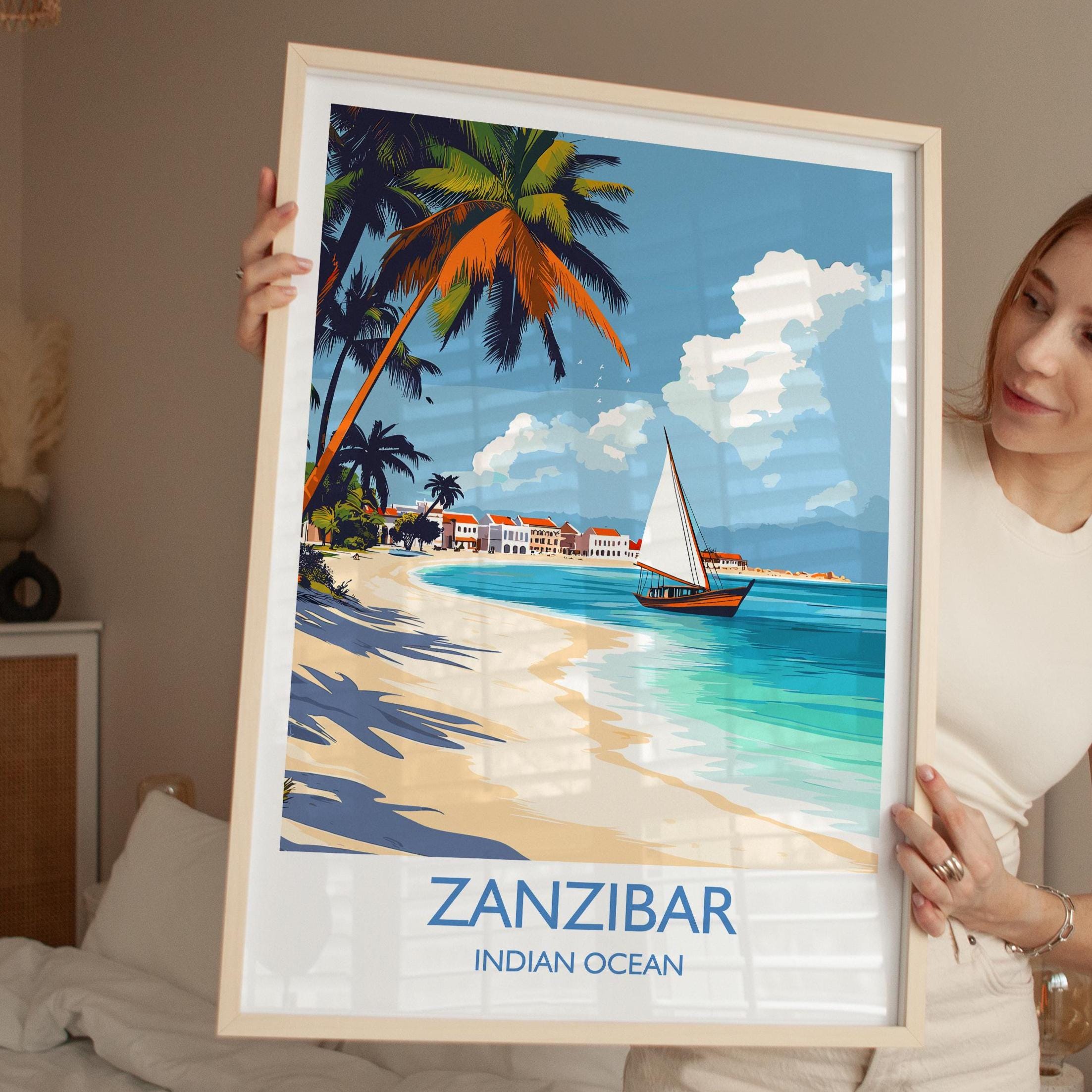 Zanzibar Travel Print, Travel Poster of Zanzibar, Indian Ocean Island Art, Zanzibar Wall Art Gift, NQ Media Designs
