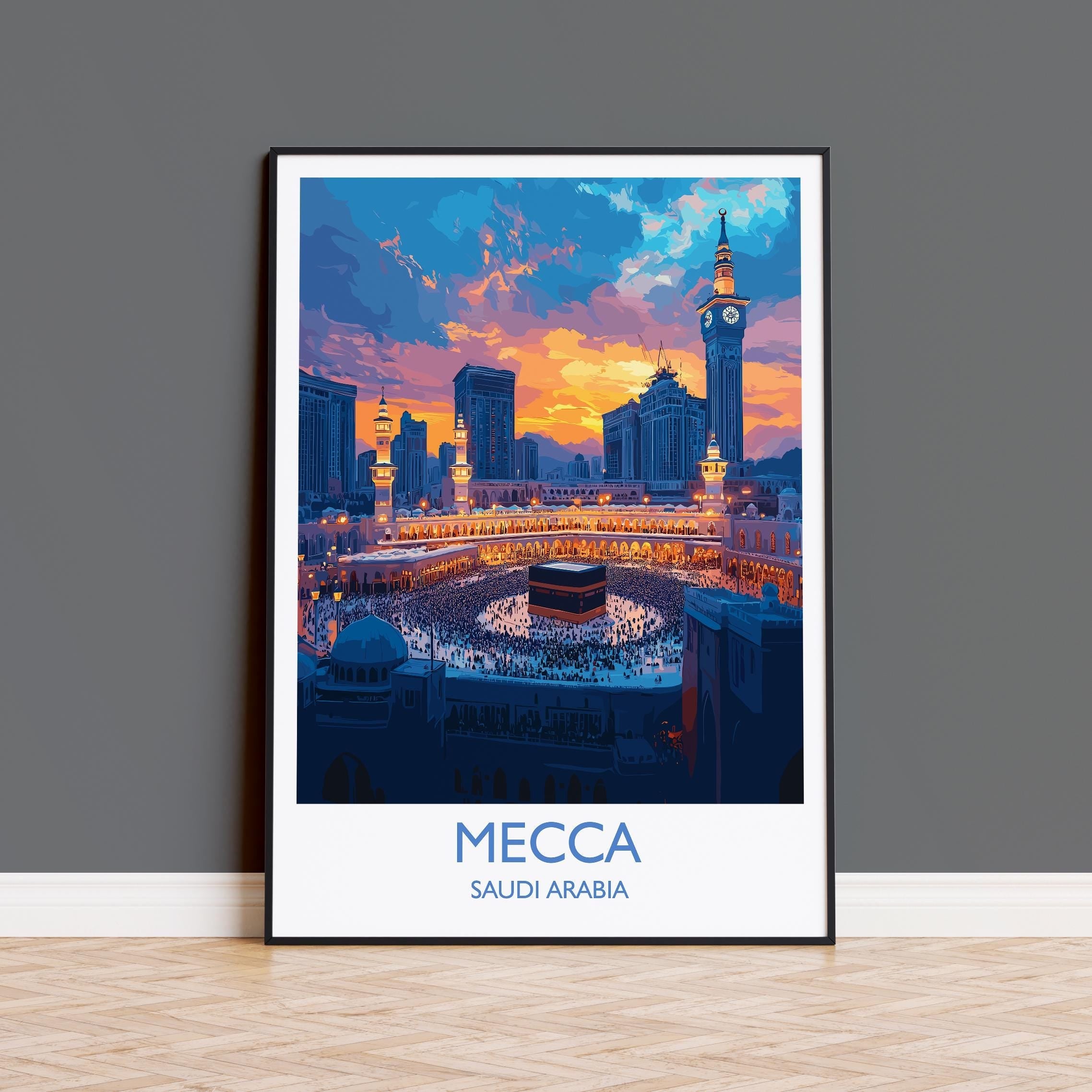 Mecca Poster Wall Art, Mecca Travel Print, Saudi Arabia Wall Art Gift, Mecca Art Lovers Gift, Travel Wall Decor NQ Media Designs