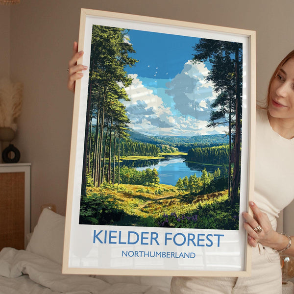 Kielder Forest Travel Print, Travel Poster of Kielder Forest, Kielder Water Reservoir, Kielder Forest Art, Northumberland Gift,