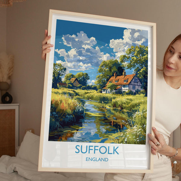 Suffolk Print Wall Art, Travel Poster of Suffolk, England, Suffolk Art Lovers Gift, England Wall Art Print