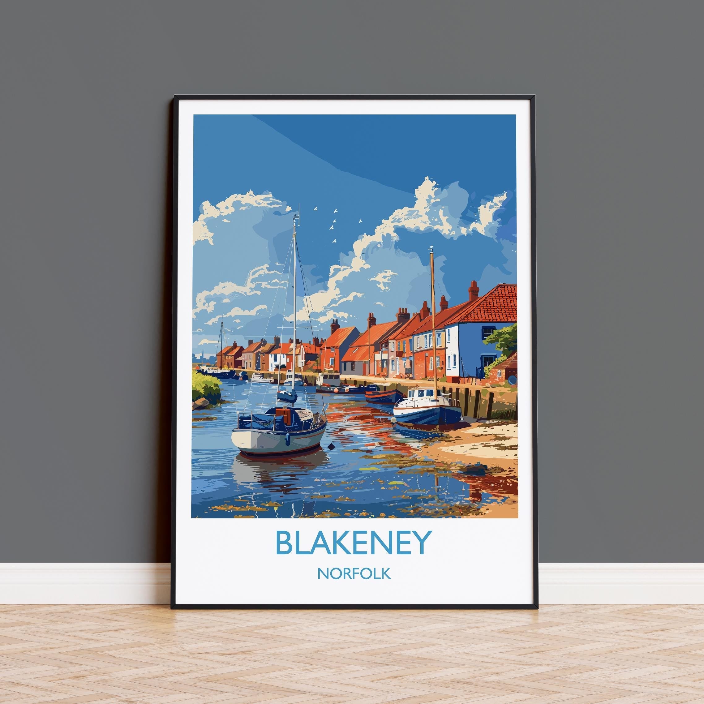 Blakeney Travel Print, Travel Poster of Blakeney, Norfolk Gift, England, Norfolk Art, Blakeney Art Lovers Gift, Wall Art Print NQ Media Designs