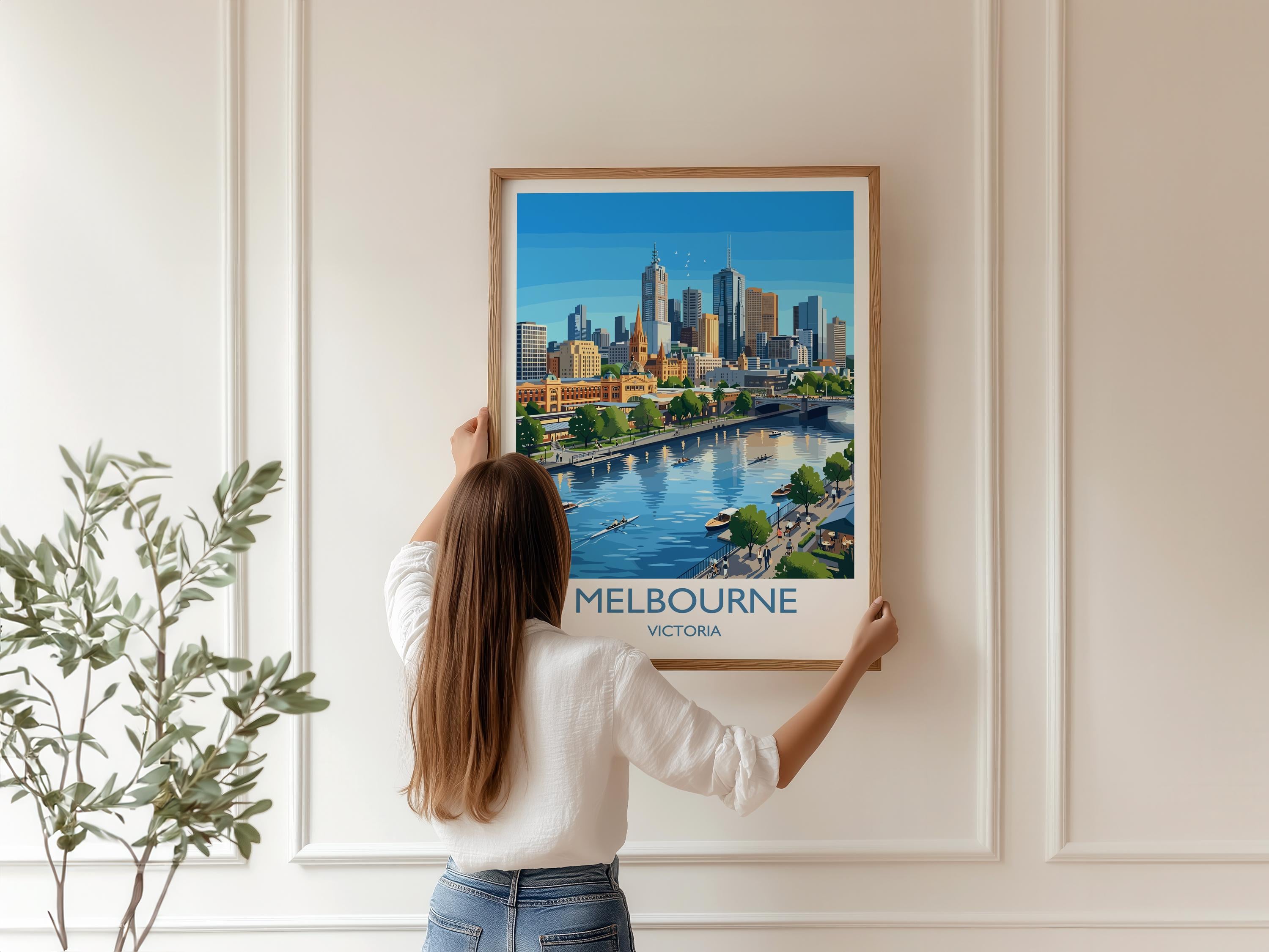 Melbourne Australia Print, Victoria Wall Art, Yarra River Travel Poster, Australian City Decor, Melbourne Gift