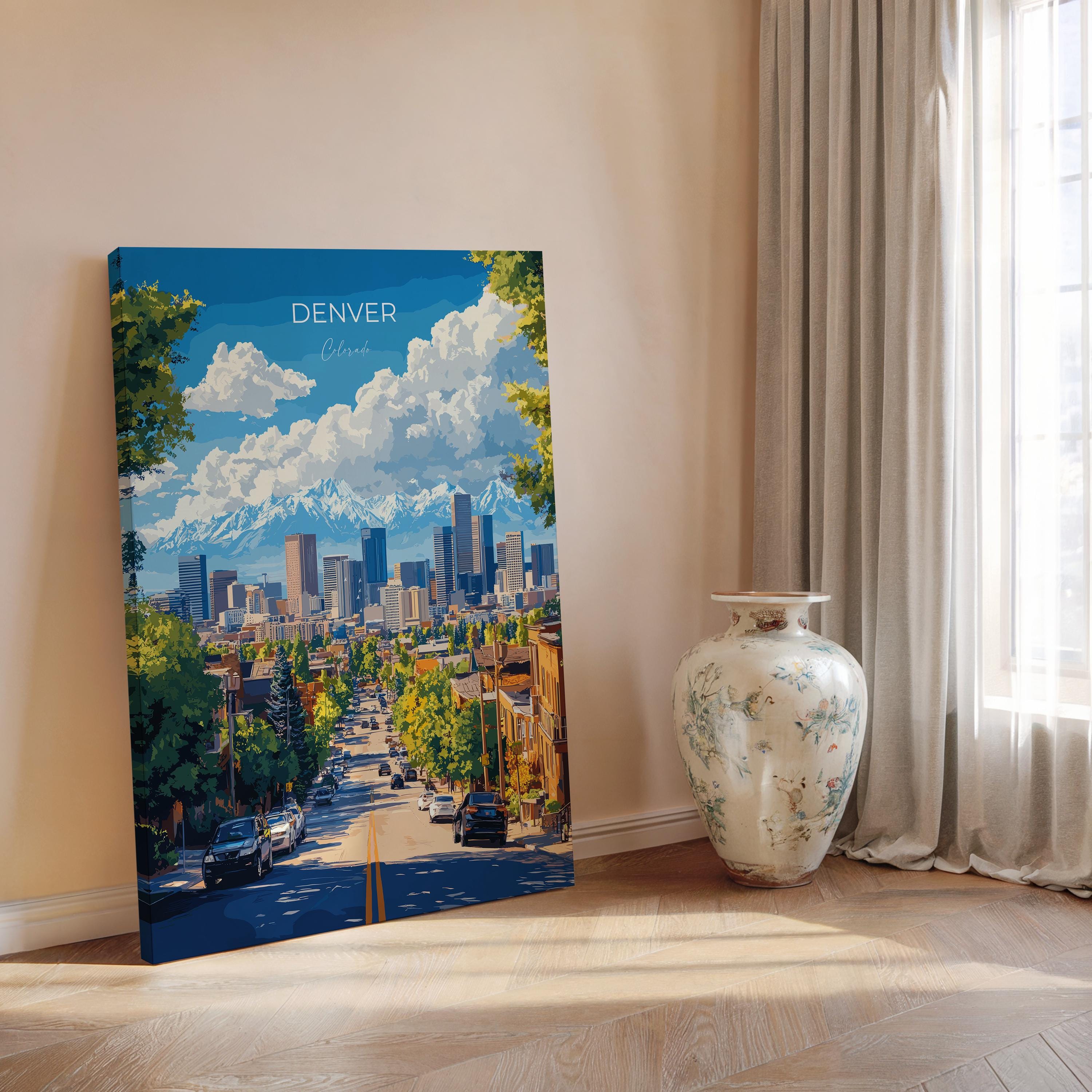 Denver Travel Print Wall Art, Travel Poster of Denver, Colorado, USA, Denver Art Lovers Gift NQ Media Designs