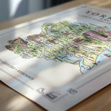 Yorkshire Illustrated Map Print, England Wall Art, Yorkshire Dales Poster, Framed or Canvas Print, Yorkshire Gift