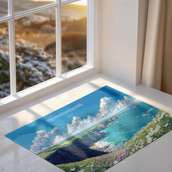 Pembrokeshire Landscape Travel Print, Travel Poster of Pembrokeshire, Wales, Pembrokeshire Art Lovers Gift, Wales Gift Art, Wall Art Print