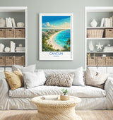 Cancun Mexico Print, Beach Wall Art with Border, Caribbean Poster, Mexico Travel Print, Cancun Gift Print