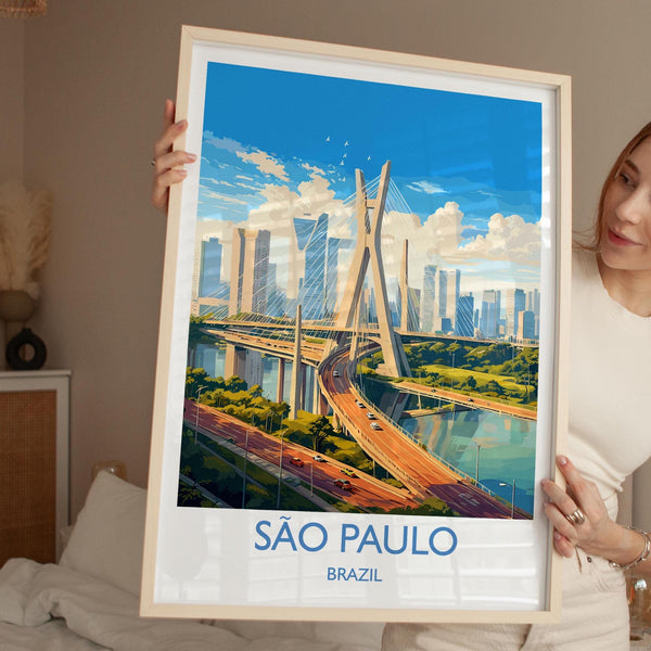 Sao Paulo Travel Print, Travel Poster of Sao Paulo, Brazil City Poster, Sao Paulo Wall Art Lovers Gift, Brazil Art Gift