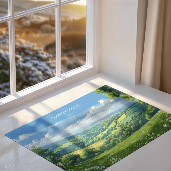 Surrey Hills Landscape Travel Poster Wall Art, Surrey Hills Travel Print, English Countryside Art Gift, Wall Art Print