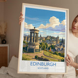 Calton Hill Edinburgh Print, Edinburgh Skyline Wall Art with Border, Scotland Travel Print, National Monument Poster, Edinburgh Gift
