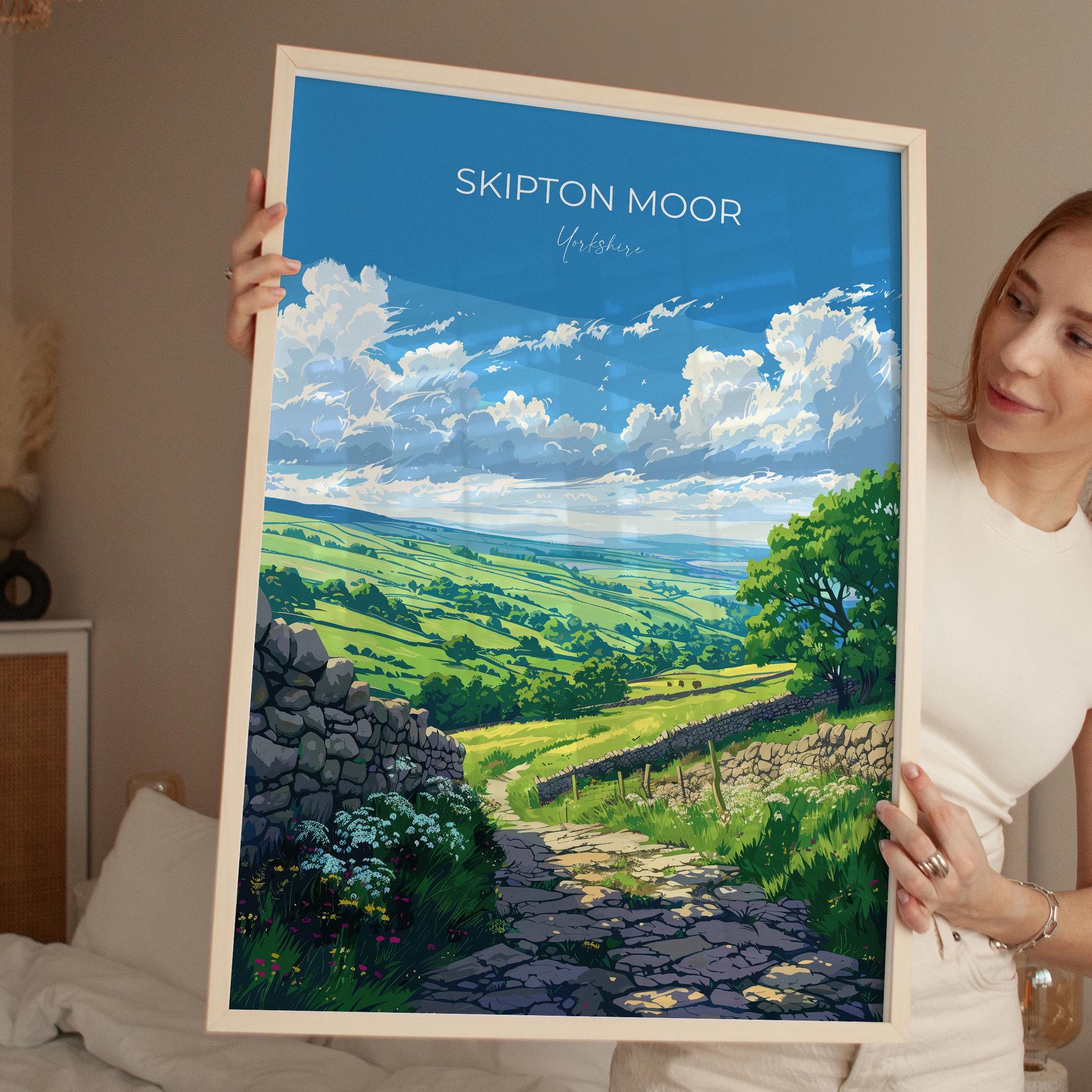 Skipton Moor Travel Poster Wall Art, Travel Print of Skipton Moor, Skipton Art Print, North Yorkshire Wall Print, Yorkshire Art Lovers Gift NQ Media Designs