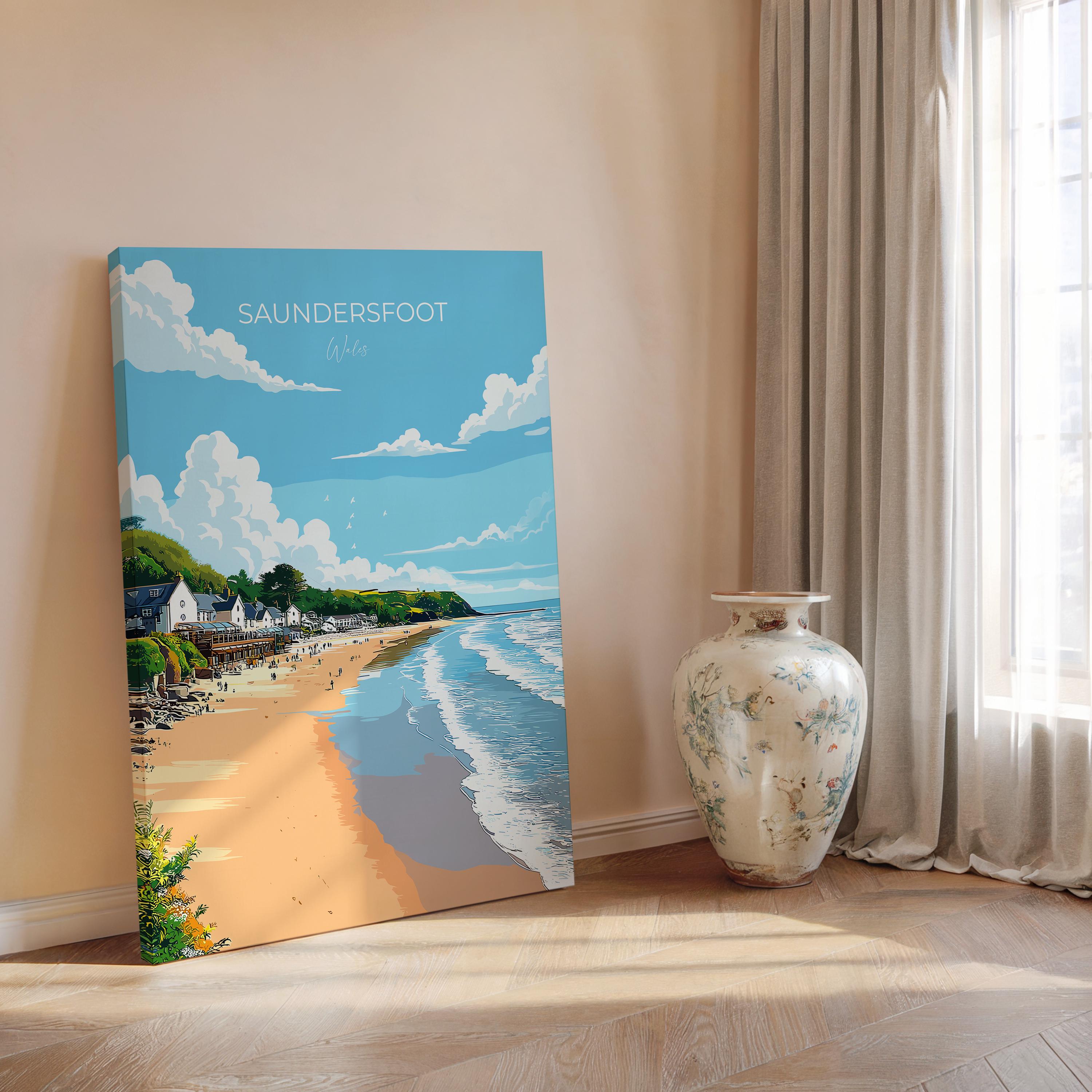 Saundersfoot Travel Poster – Pembrokeshire Coast Art | Welsh Coastal Print Wall Art NQ Media Designs