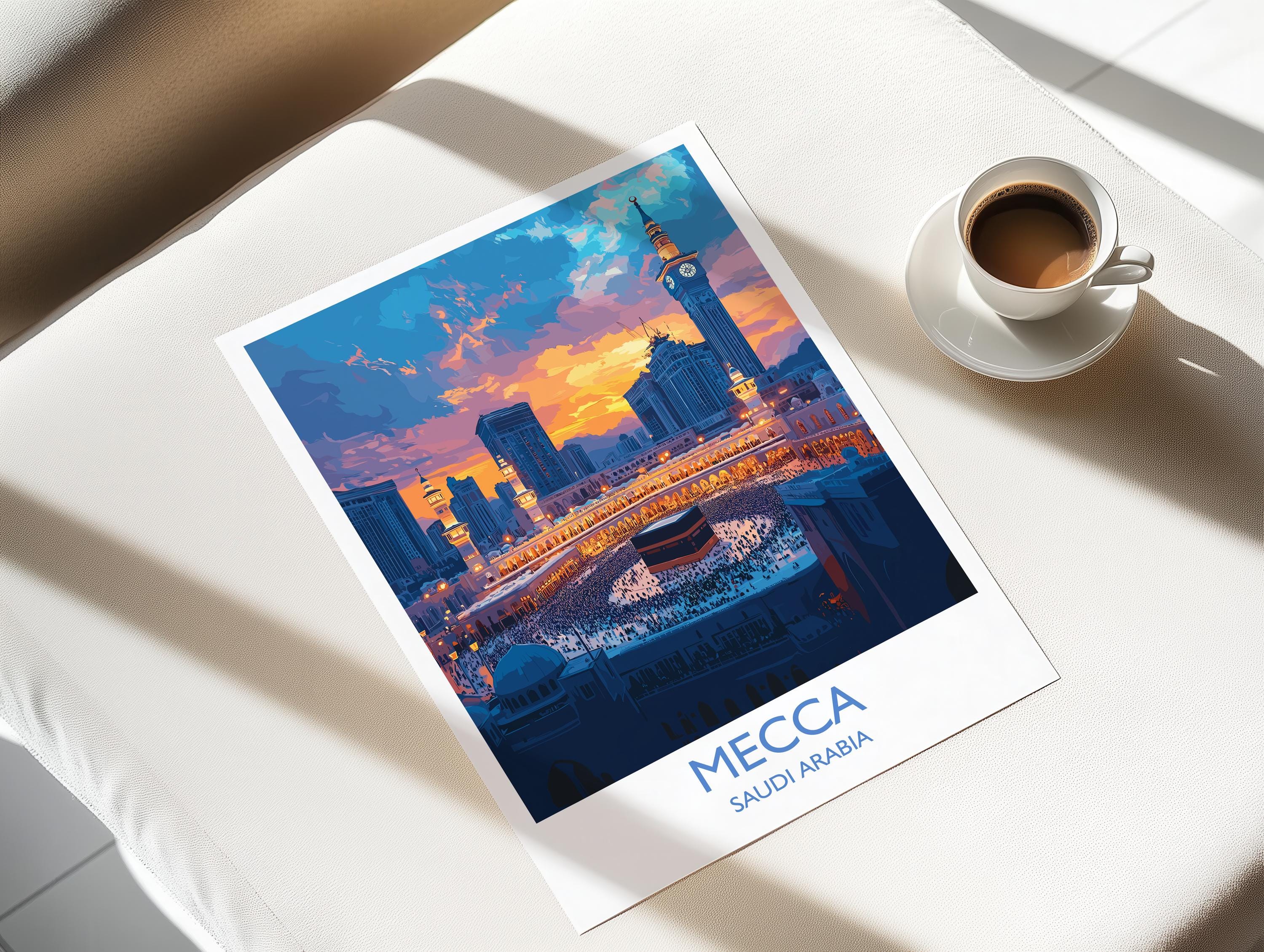 Mecca Poster Wall Art, Mecca Travel Print, Saudi Arabia Wall Art Gift, Mecca Art Lovers Gift, Travel Wall Decor NQ Media Designs