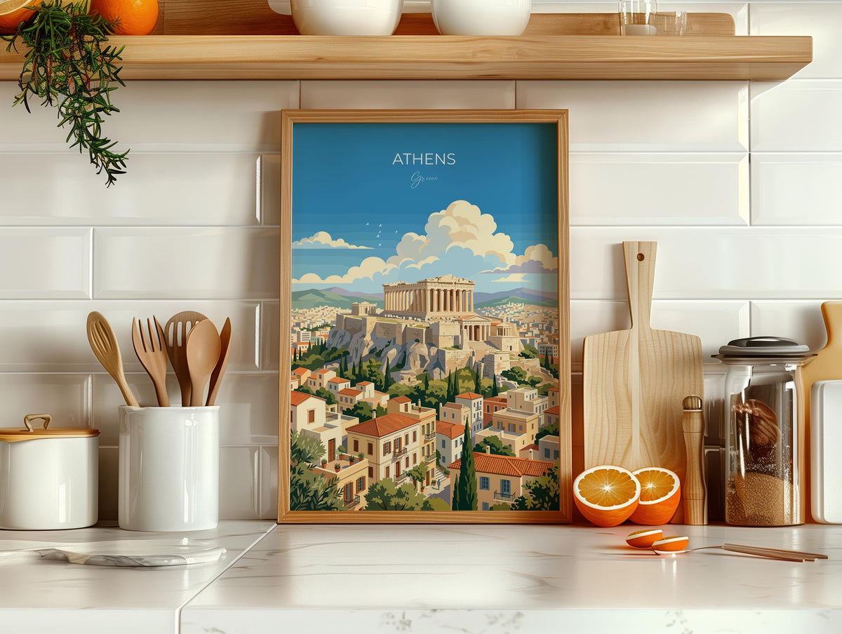 Athens Travel Poster | Acropolis, Greece Wall Art