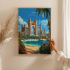 Dubai Travel Poster, Travel Print of Dubai, Palm Jumeirah Dubai Art lovers Gift, UAE Wall Art Gift