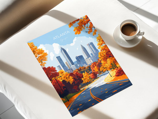 Atlanta Travel Poster, Travel Print of Atlanta, Georgia, Atlanta Art Lovers Gift, USA Gift, Wall Art Print