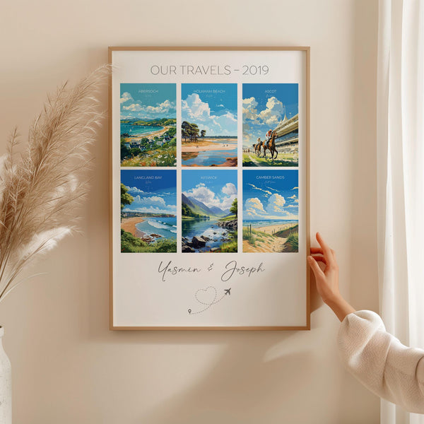 Favourite Places Travel Gift, Personalised Travel Memories Poster, Travel Print Collage, Custom Souvenir Gift for Travel Lovers