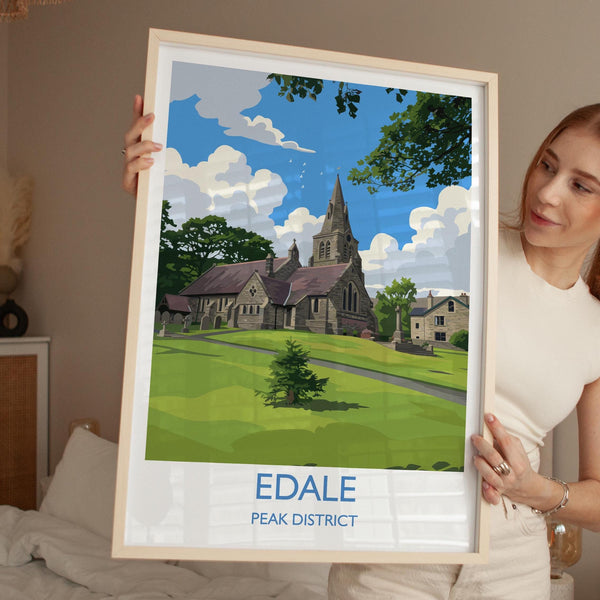 Edale Village, Peak District Travel Print Wall Art, Travel Poster of Peak District Art Lovers Gift, English Countryside