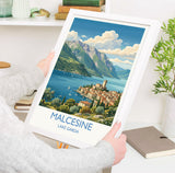 Malcesine Print, Lake Garda Wall Art with Border, Scaliger Castle Poster, Italy Travel Print, Malcesine Gift Print