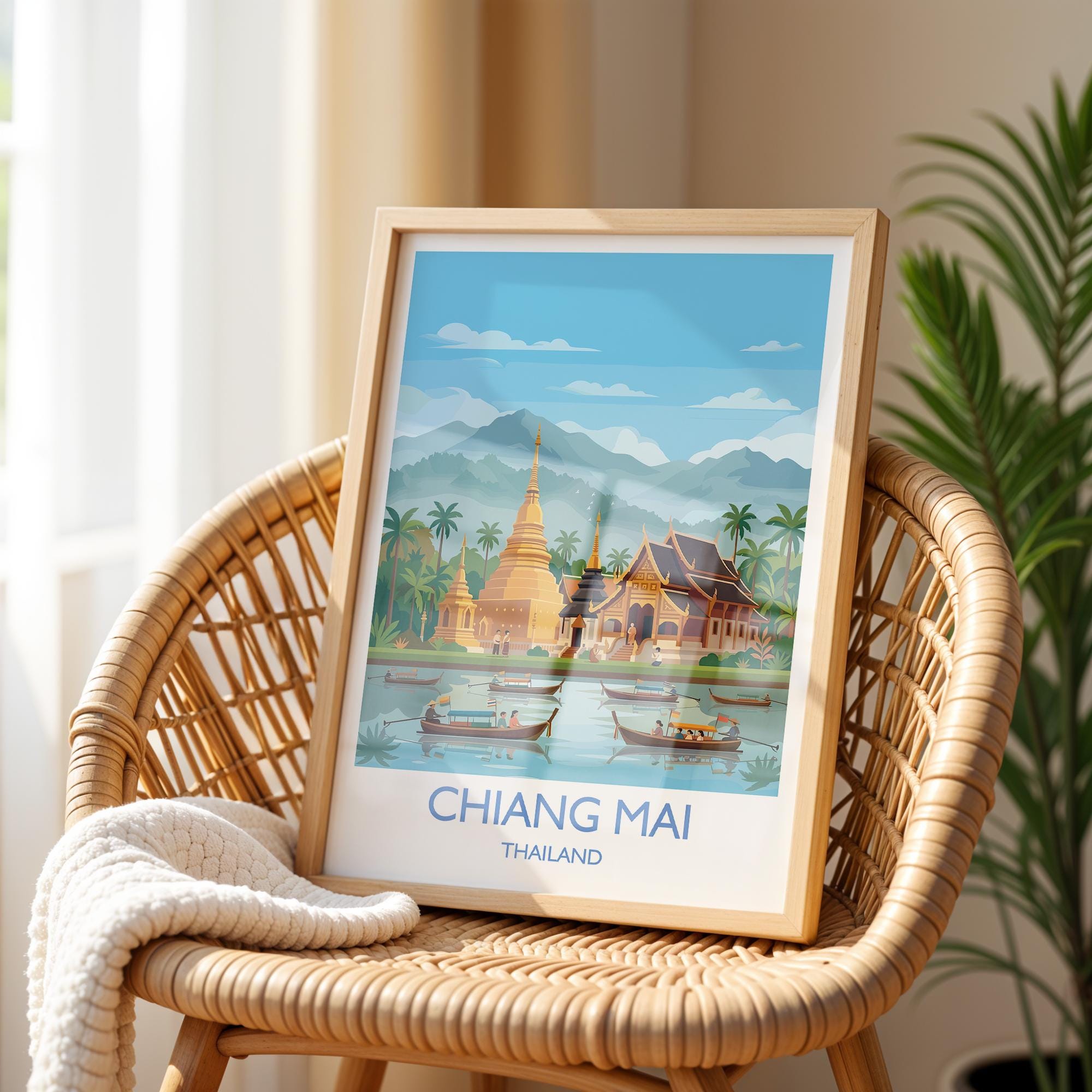Chiang Mai Travel Print, Travel Poster of Chiang Mai, Thailand, Chiang Mai Art Lovers Gift, Wall Art Print NQ Media Designs