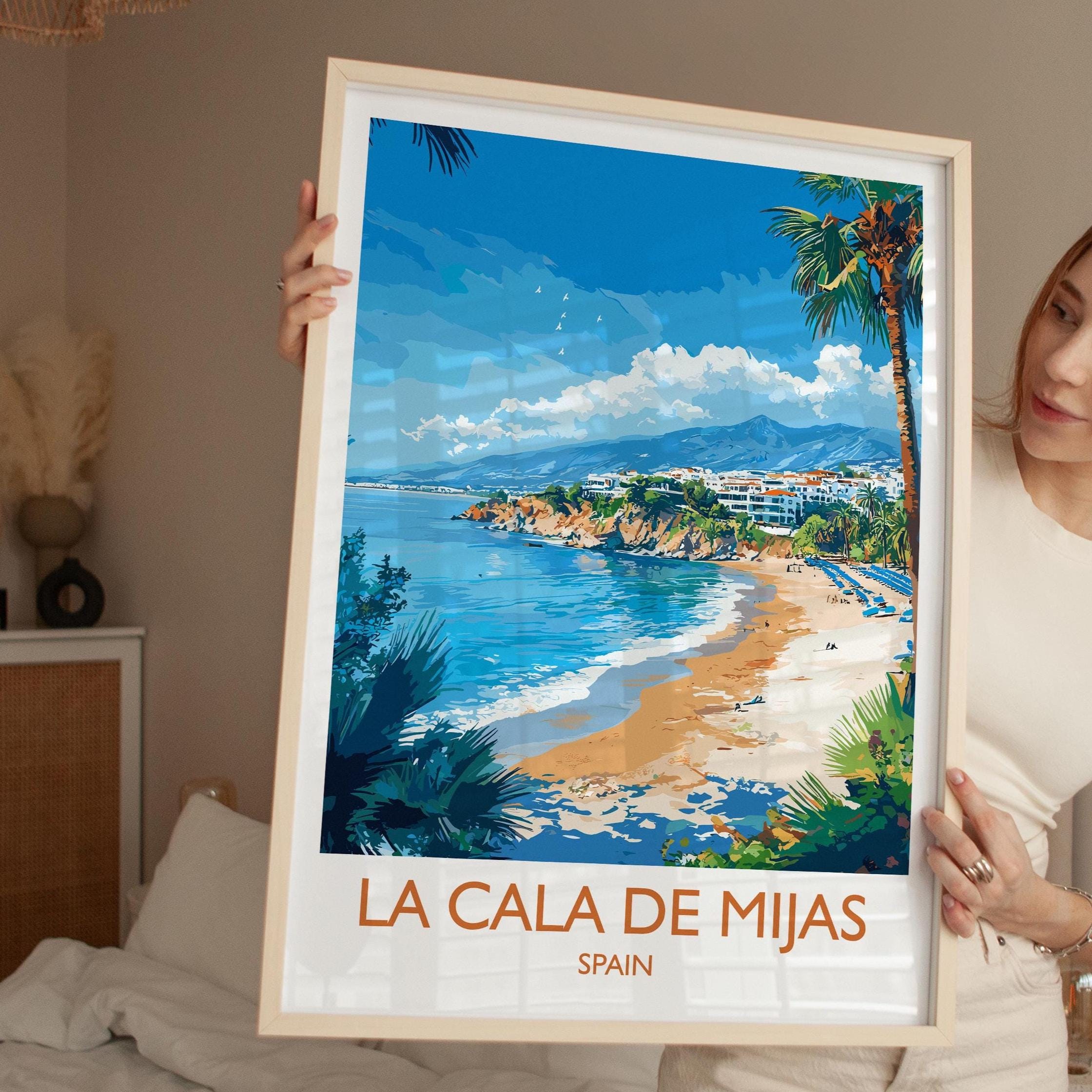 La Cala de Mijas Travel Print, Travel Poster of La Cala de Mijas, Spain, Malaga Art, Malaga Gift, Wall Art Print NQ Media Designs