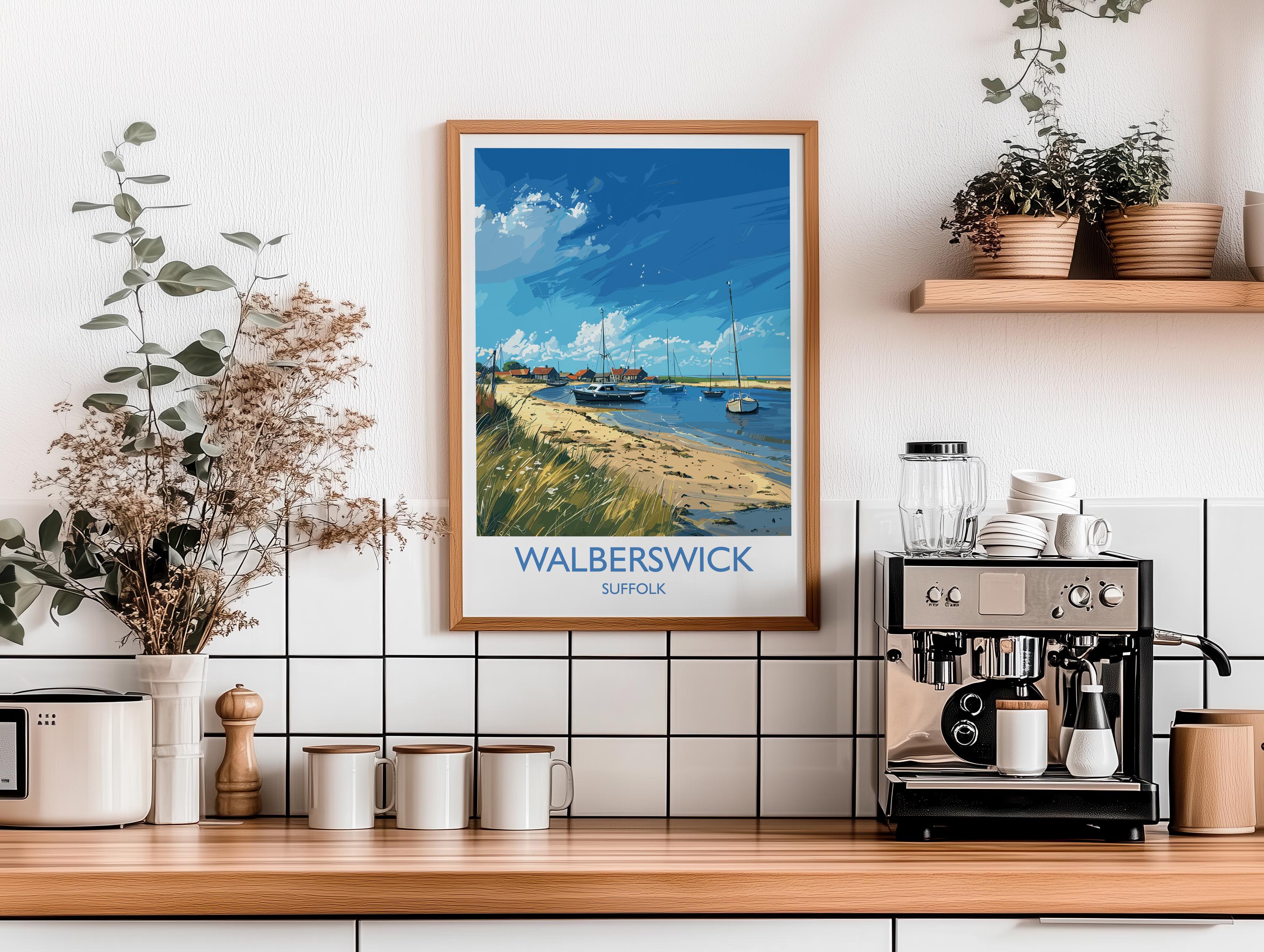 Walberswick Travel Print, Travel Poster of Walberswick, Walberswick Art Lovers Gift, Suffolk Coast Wall Art NQ Media Designs