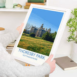 Thoresby Park Travel Poster Wall Art, Travel Print of Thoresby Park, Thoresby Hall, Nottinghamshire, England, English Countryside Art Gift NQ Media Designs