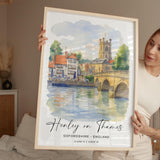 Henley on Thames Poster, Travel Print of Henley,Henley on Thames Watercolour Art Lovers Gift,Oxfordshire, English Countryside Wall Art NQ Media Designs