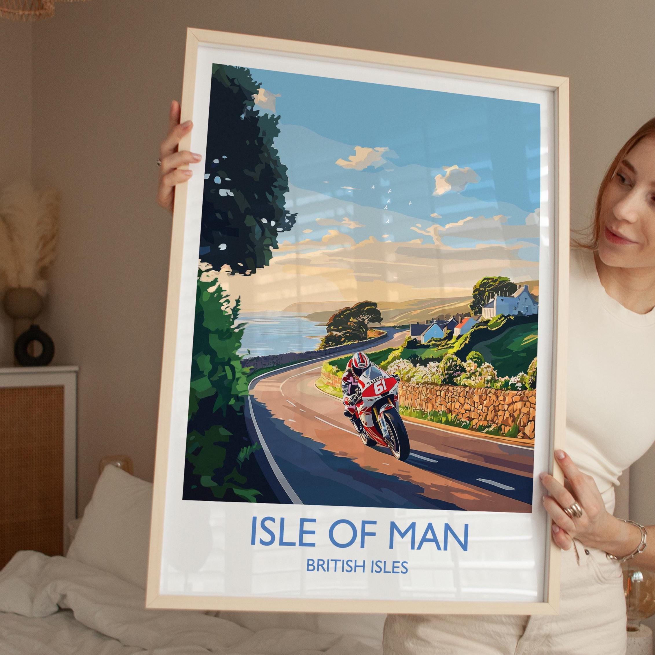 Isle of Man Print, Travel Poster of Isle of Man, Motorbike Racing, Isle of Man Art Gift,British Isles Wall Art Print NQ Media Designs
