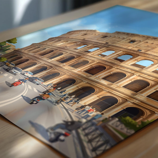Rome Colosseum Travel Print, Rome Italy Wall Art, Ancient Roman Architecture Poster, Historic Landmark Illustration, Europe Decor, Rome Gift