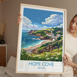 Hope Cove Travel Print, Travel Poster of Hope Cove, England, Devon Art, Hope Cove Art Lovers Gift, Wall Art Print NQ Media Designs