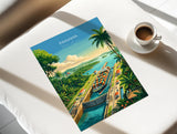 Panama Travel Poster, Panama Canal Wall Art, Panama City Skyline Print, Canal & Rainforest Poster, Central America Travel Poster