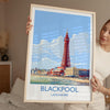 Blackpool Travel Poster Wall Art, Travel Print of Blackpool, England, Lancashire Seaside Art Lovers Gift, Travel Art Gift