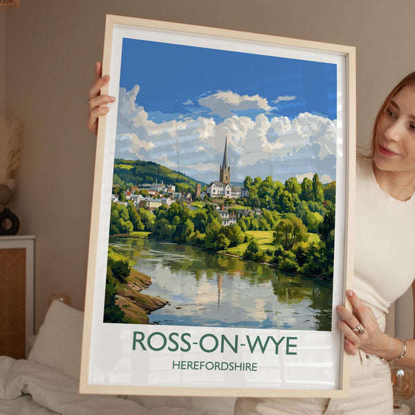 Ross on Wye Travel Print, Travel Poster of Ross on Wye, England, Wye Valley Art Lovers Gift, Herefordshire Wall Art Print