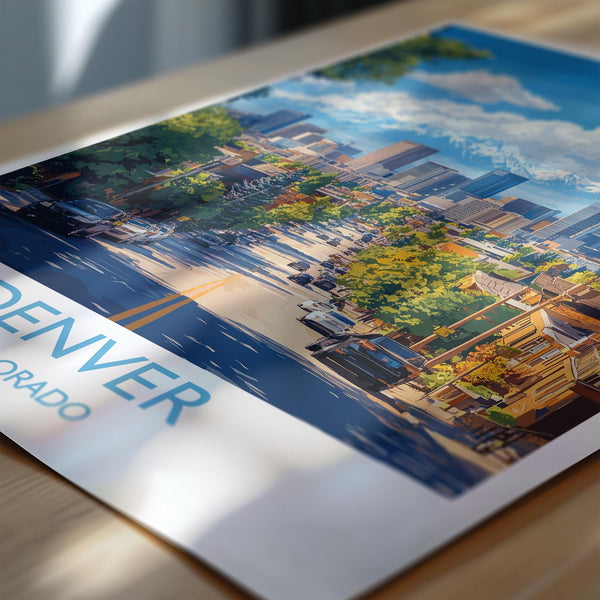 Denver Travel Poster Wall Art, Travel Print of Denver, Colorado, USA, Denver Art Lovers Gift