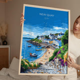 New Quay Travel Print Wall Art, New Quay Travel Poster, Wales, Ceredigion Welsh Art Gift, Wall Art Print NQ Media Designs