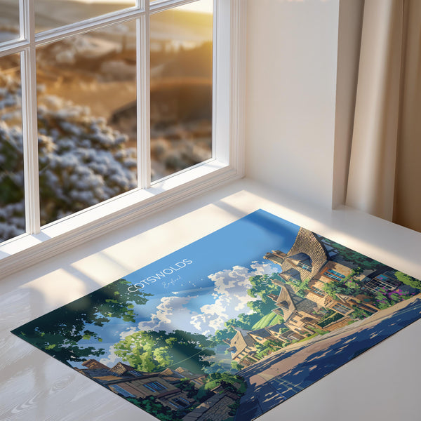 Cotswolds Landscape Travel Poster Wall Art, Travel Print of Cotswolds, Cotswolds Art Lovers Gift, English Countryside