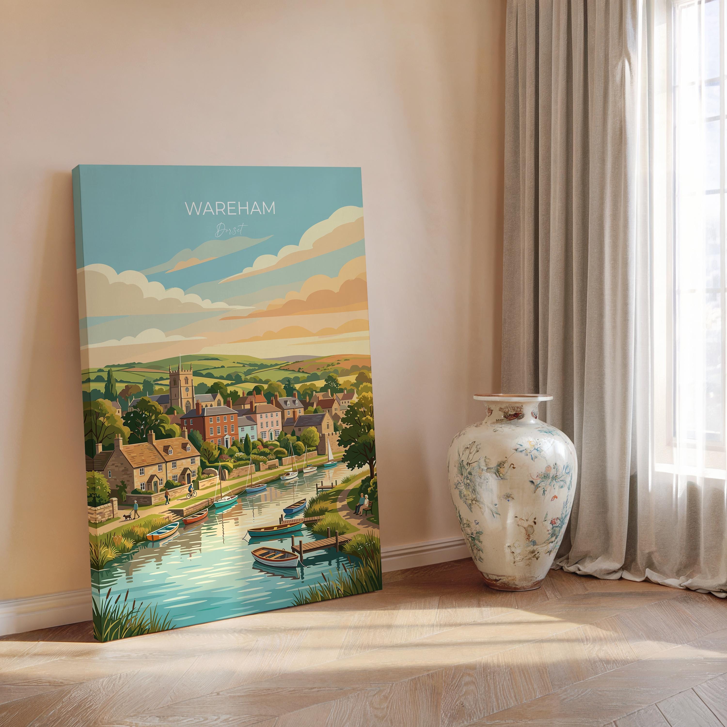 Wareham Dorset Poster, Historic Saxon Walled Town Wall Art, River Frome Travel Print, Dorset Countryside Decor, UK Gift