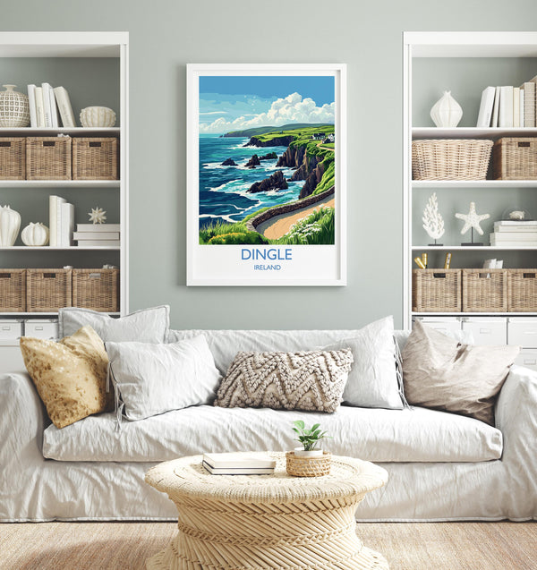 Dingle Poster, Travel Print of Dingle, County Kerry, Ireland Coast, Travel Wall Art Gift