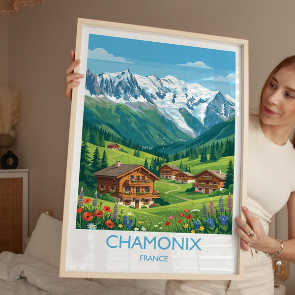 Chamonix Travel Print Wall ArtTravel Poster of Chamonix, French Alps Summer Art Lovers Gift, Wall Art Print