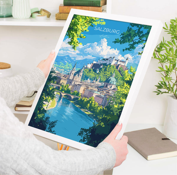 Salzburg Wall Art Travel Print, Travel Poster of Salzburg, City Poster, Salzburg Art Gift, Austria Art Travel Lovers Gift