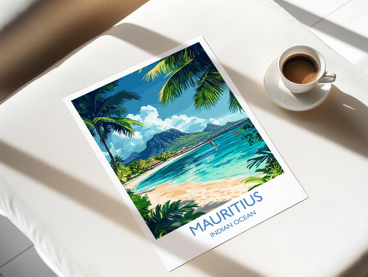 Mauritius Travel Print, Travel Poster of Mauritius, Indian Ocean Island Art, Mauritius Wall Art Gift, NQ Media Designs